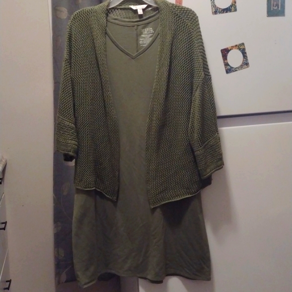 Women's Time and Tru dress with shawl. Bay leaf color size XL/XG(16-18). - Picture 3 of 8